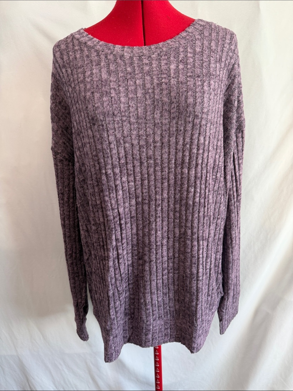 Cozy Ribbed Crewneck Sweater - Dusty Purple